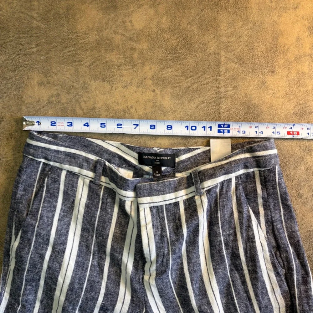 Banana Republic Avery Pants Womens‎ 4 Blue White Striped Linen Blend 459709-00